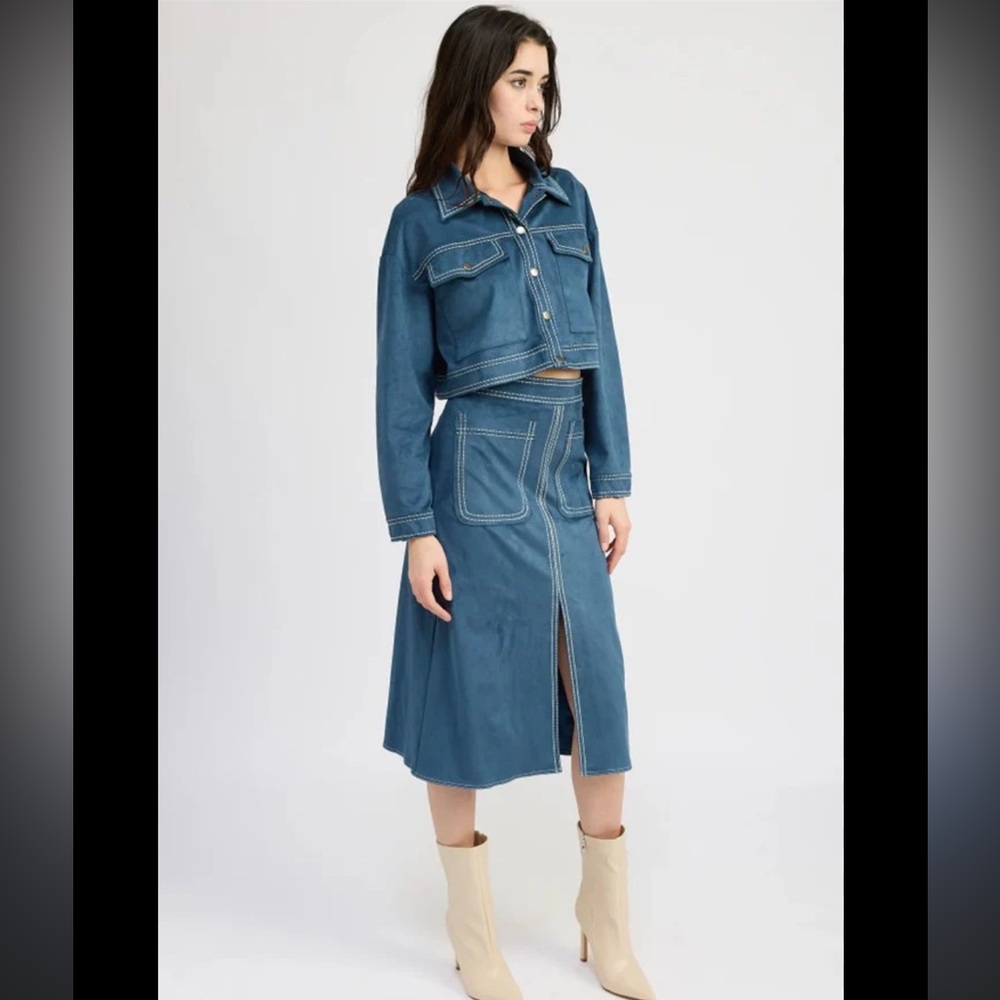 En Saison Robin Midi Skirt faux suede - Picture 6 of 12